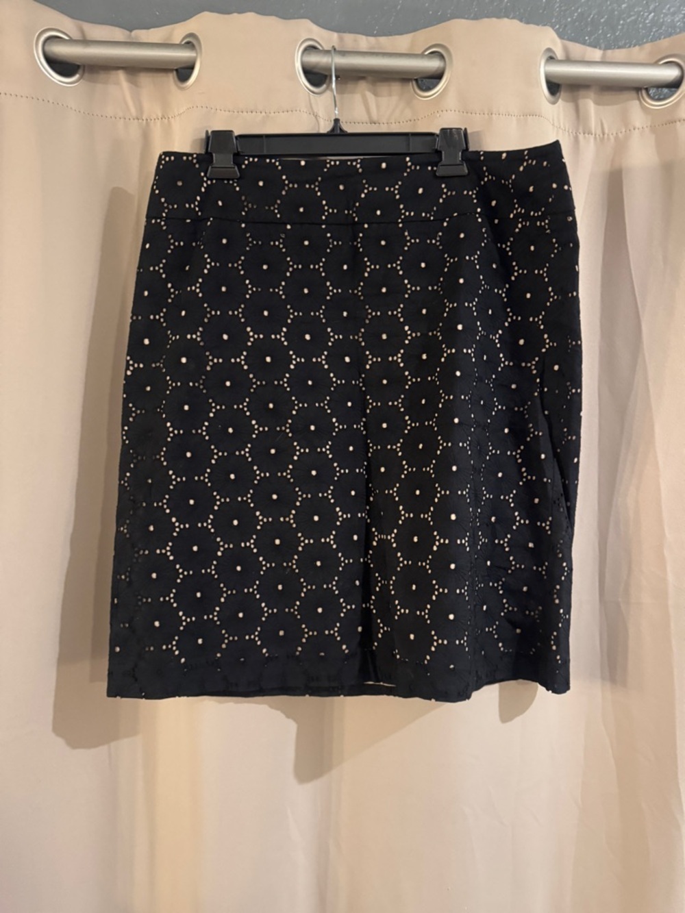 Talbots Black Eyelet Skirt with Dot Pattern